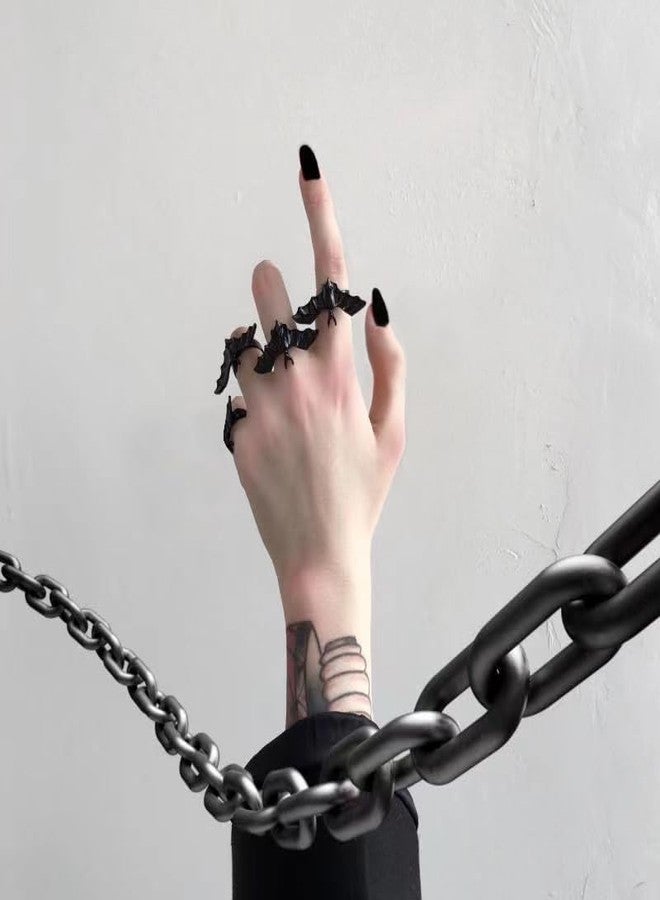 sodknow 2 Pcs Bat Rings for Men Women Adjustable Black Cool Punk Goth Open Bat Wing Rings Cosplay Halloween Jewelry Cosplay Accessories For Teen Son Boyfriend Brother - Image 4